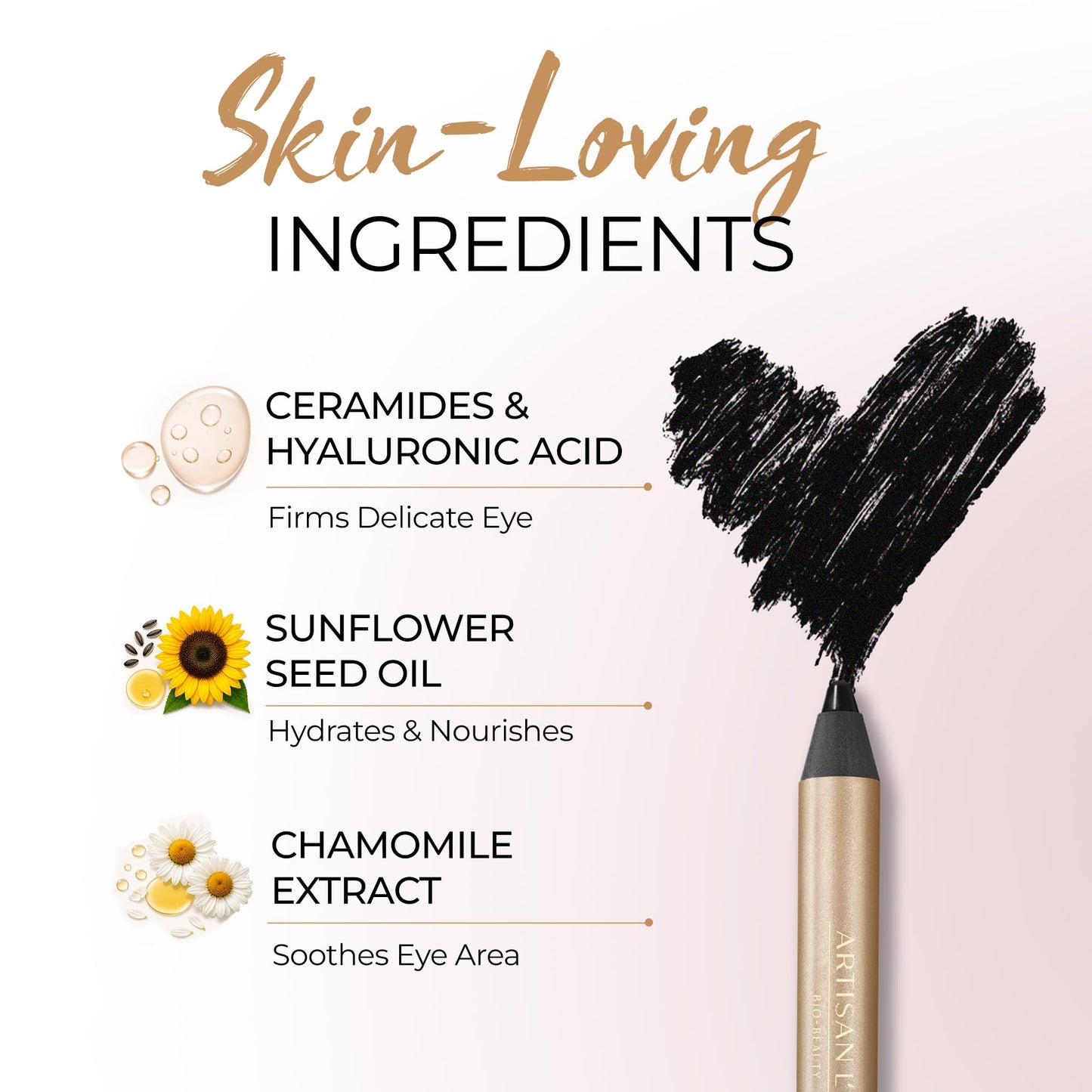 Artisan L'uxe Beauty Velvet Jumbo Black Eyeliner with Free Sharpener | Blendable Makeup for Smokey Eyes - Waterproof Smudge Proof Pencil Eyeliner, Built-in Smudger & Long Lasting