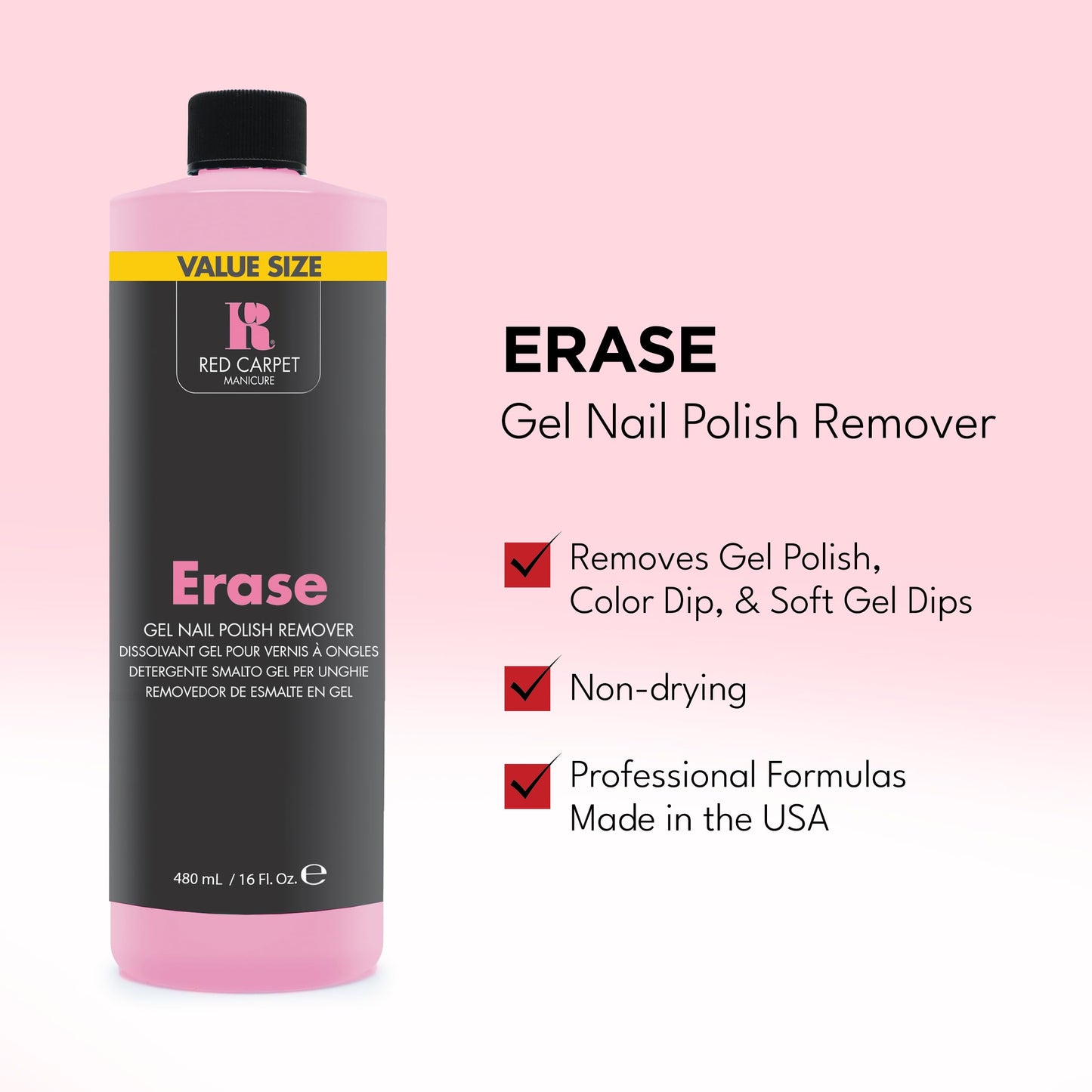 RC Red Carpet Manicure Nail Polish Remover - Erase, 16 Fl Oz