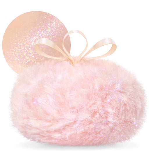 Noerrors Body Glitter Powder Puff Body Shimmer Powder Plush Peach Ball Loose Highlighter Patting High Gloss Shine Bright Illuminator Glossy Diamond Glow Sparkle Makeup for Body Face Hair