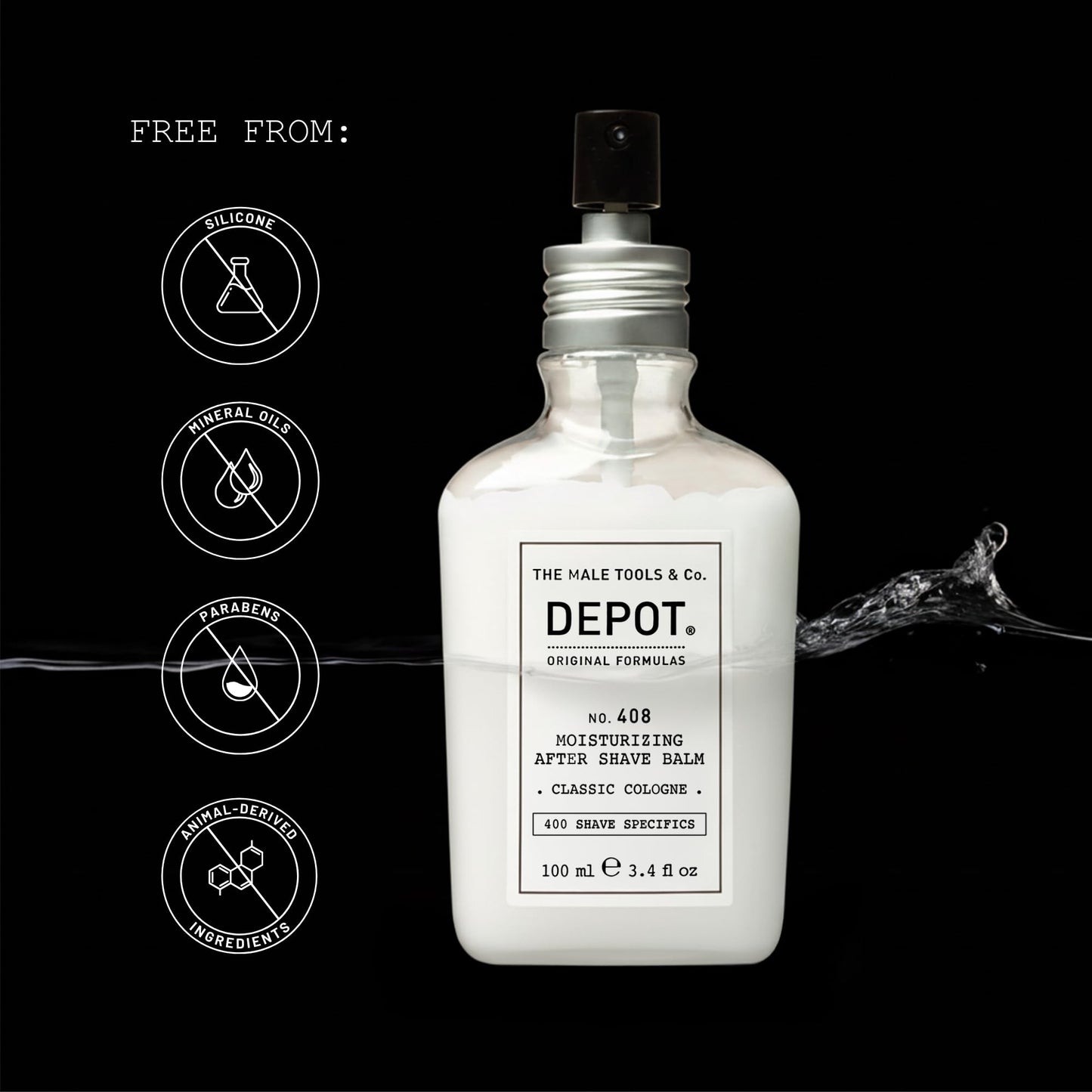 DEPOT No. 408 Moisturizing After Shave Balm | Classic Cologne, 3.4 Fl Oz