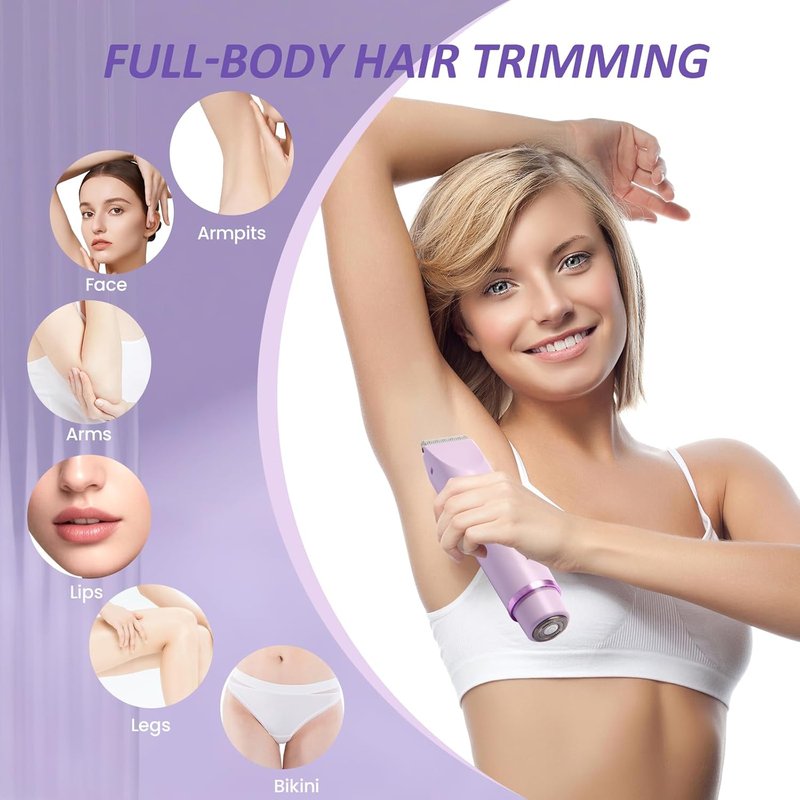 Bikini Trimmer for Women - 2-in-1 Cordless Electric Razor | Hypoallergenic, Waterproof, Wet & Dry Use