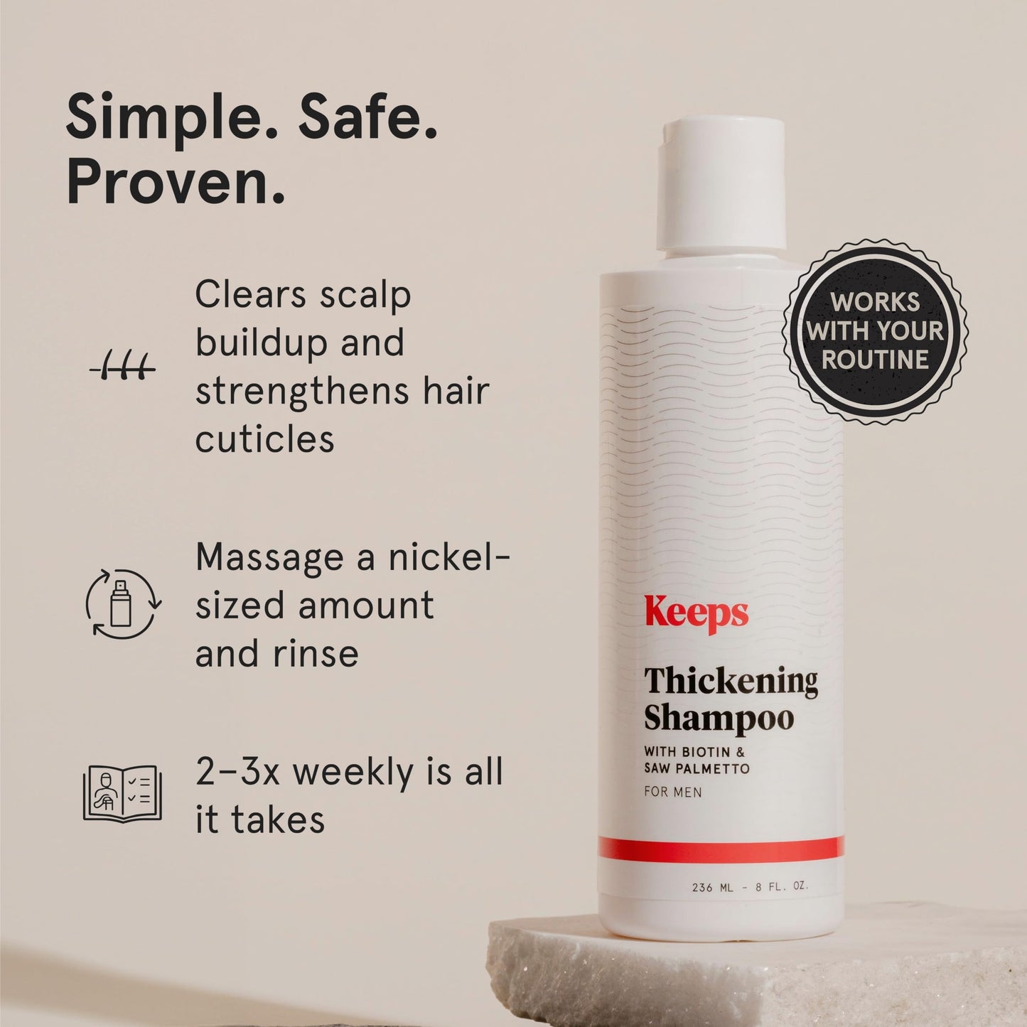 Keeps Thickening Shampoo & Conditioner for Men, 8 Oz Each
