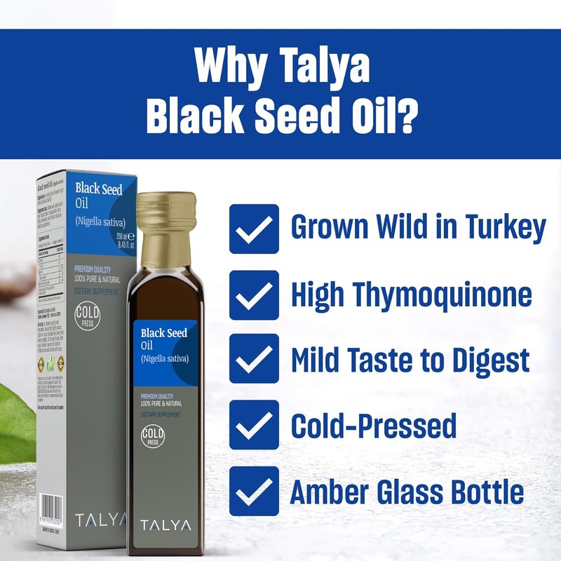 Black Seed Oil - Pure Cold Pressed Turkish Oil for Immune Support | 8.45 fl. oz (250 ml) - High Thymoquinone, Non-GMO