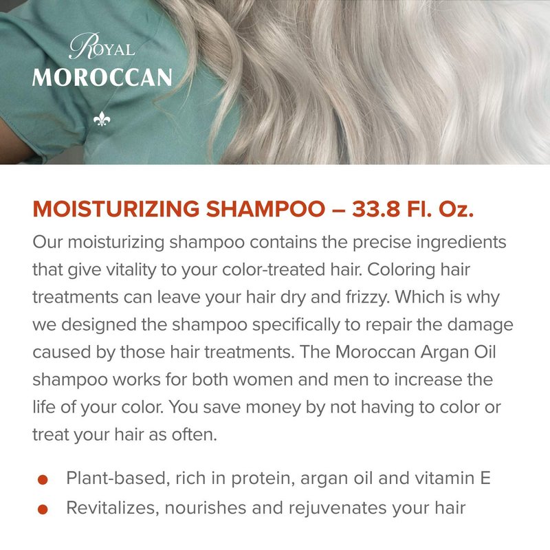 Royal Moroccan Sulfate Free Shampoo | Argan Oil Shampoo | Shampoo for Color Treated Hair | Moisturizing Shampoo Argan Oil Hair Products (1000 ml 33.8 oz)