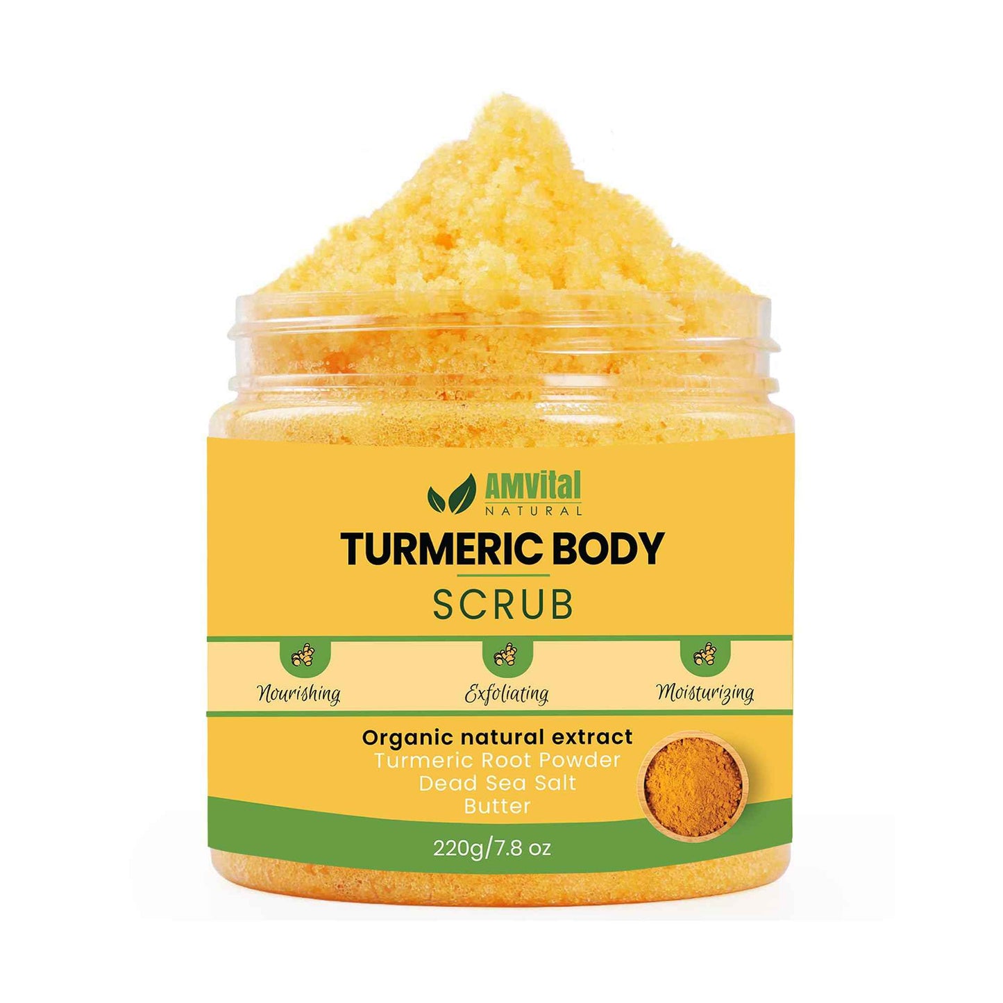 AMVital Turmeric Skincare Bundle: Turmeric Body Scrub (220g) & Turmeric Face Serum (30ml) - Natural Exfoliating, and Hydrating Skincare Set