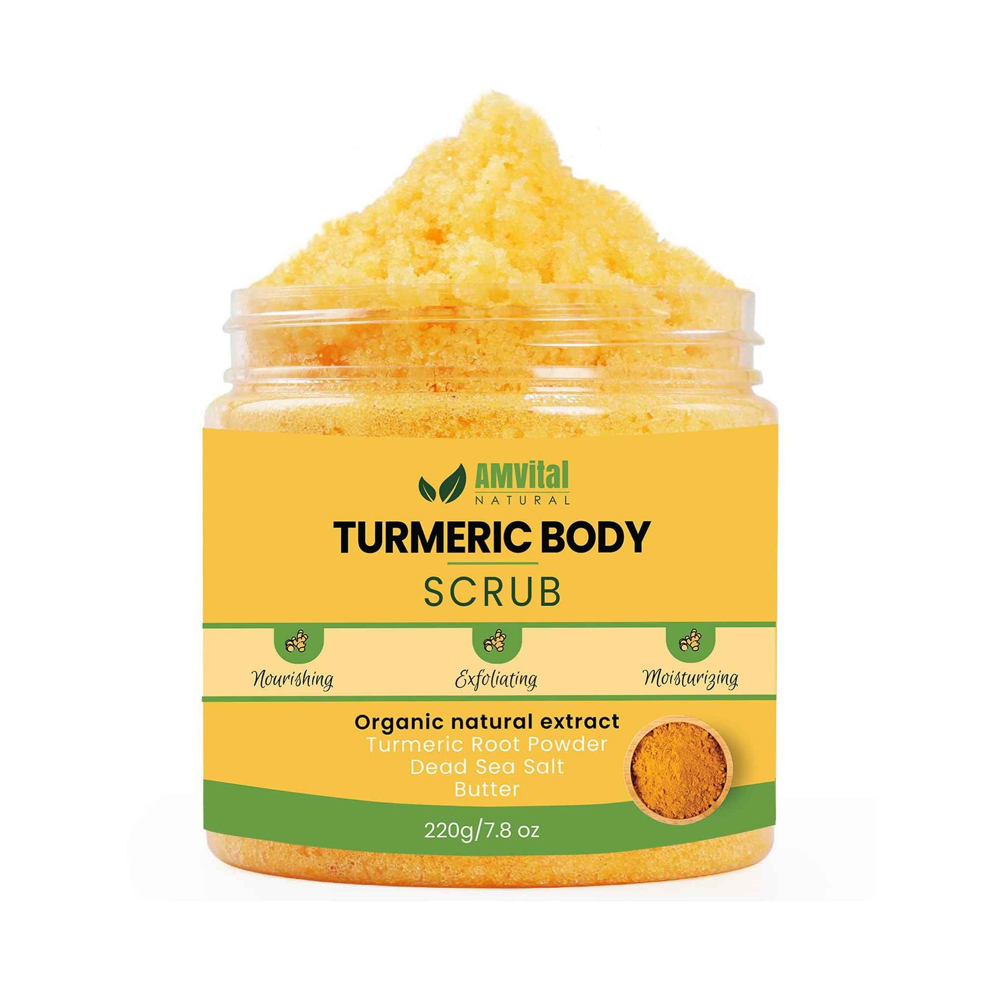AMVital Turmeric Skincare Bundle: Turmeric Body Scrub (220g) & Turmeric Face Serum (30ml) - Natural Exfoliating, and Hydrating Skincare Set