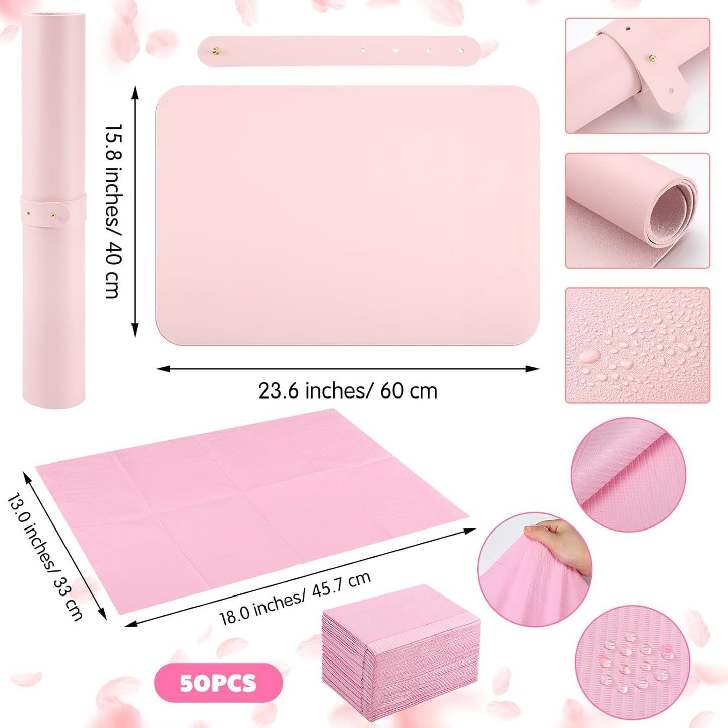 Nail Accessories Tool Set - Detachable Hand Rest Pillow & 50 Disposable Practice Sheets | Pink