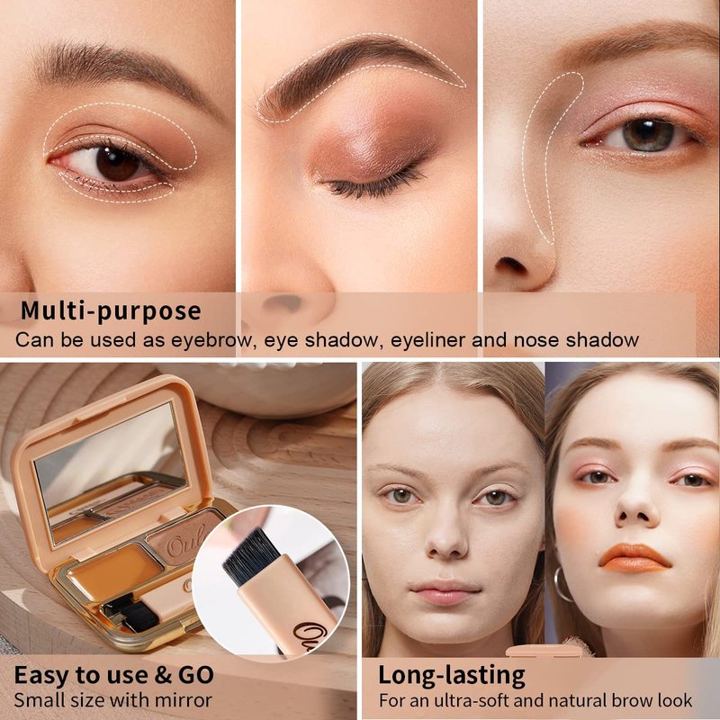 Waterproof Brown Eyebrow Powder Kit - Long-Lasting Pomade & Brush for Sparse Brows | 3.2 g/0.11 oz (Ginger)