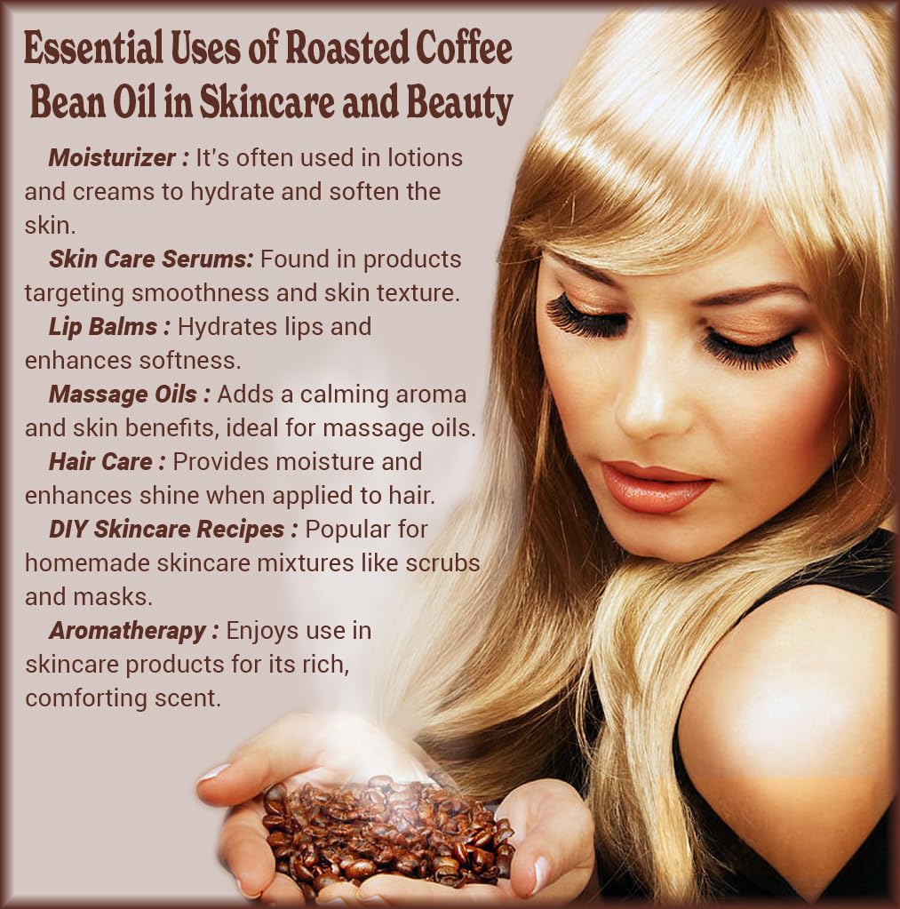 Natural Born Oils Roasted Coffee Bean Oil, 8oz, Organic, Cold-Pressed, Vitamin-Rich, Skin Radiance Enhancer, Hair Conditioner