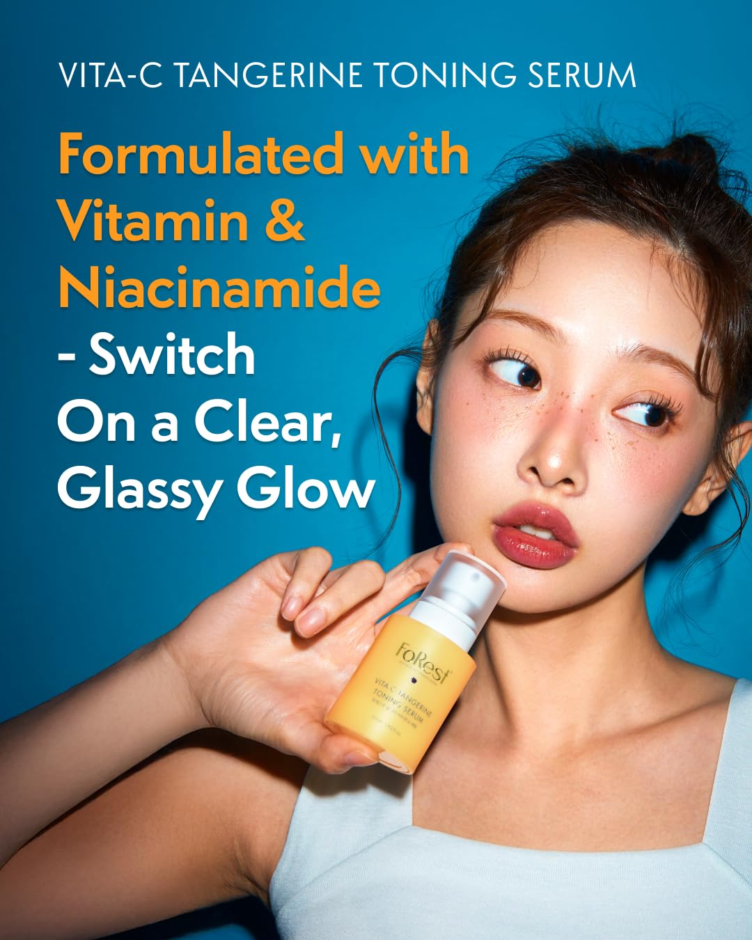 FOREST Vita C-Tangerine Toning Serum 1.69 fl. oz vitamin serum enriched with Mandarin Extract Niacinamide 5 Panthenol and Glutathione infused Vitamin Capsules for Glow Boost, Korean Skin Care