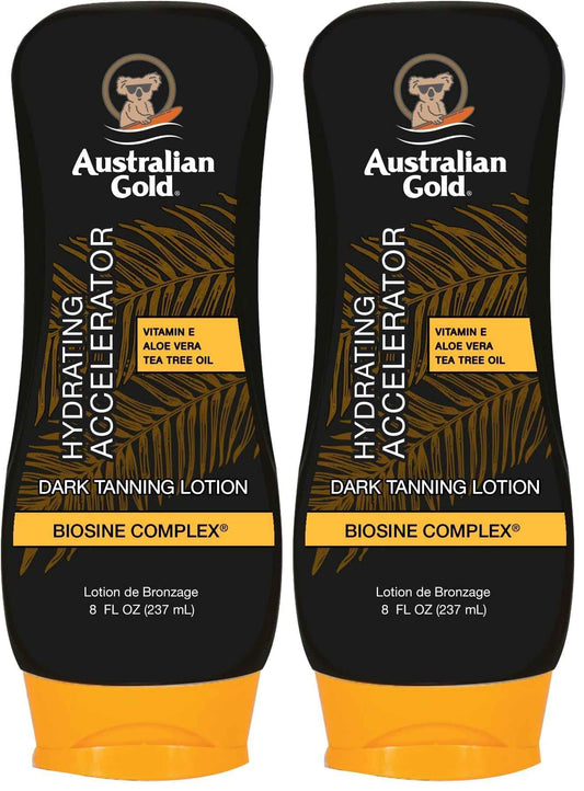 Australian Gold Dark Tanning Accelerator Lotion, 2020 Formula, 8 Fluid Ounce, Classic Cocoa Dreams (Pack of 2)