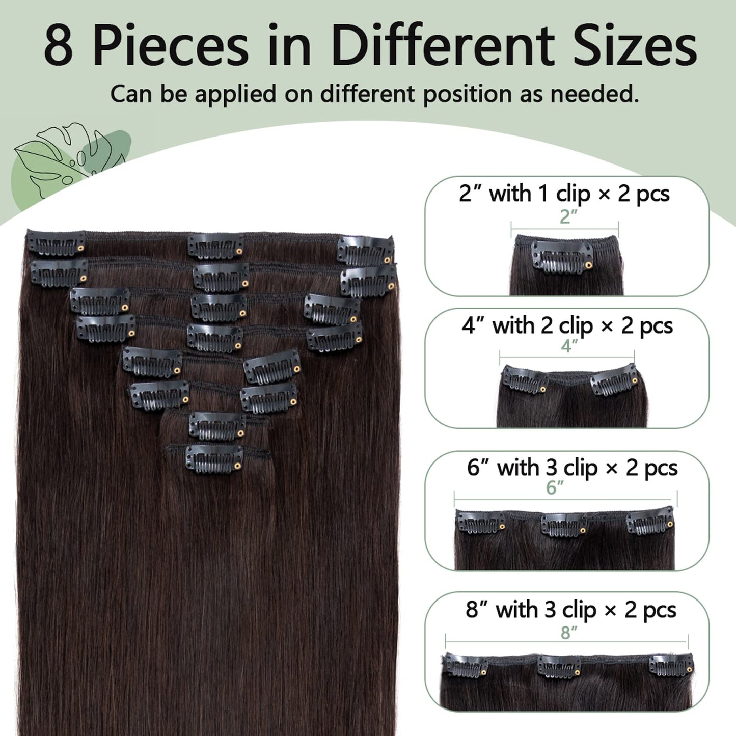 S-noilite Clip in Hair Extensions Human Hair Dark Auburn Human Hair Short Hair Clip in Extensions Full Head 8 Pieces/18 Clips 100% Real Human Hair Silky Straight 10"-70g Dark Auburn (#33)