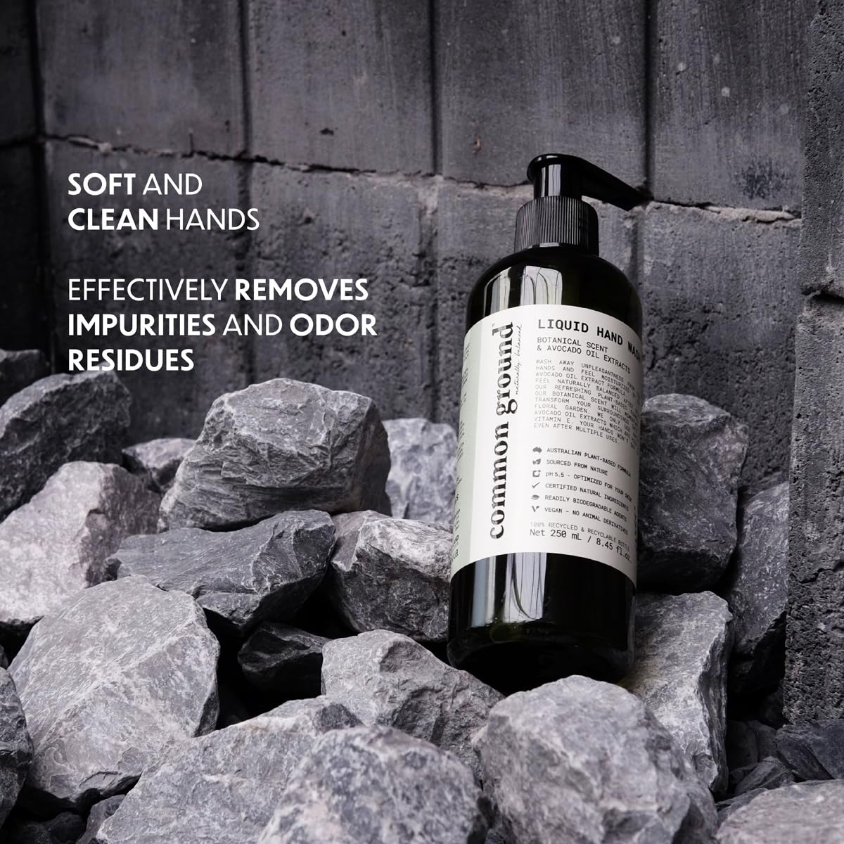 COMMON GROUND Natural Hand Wash Soap - Paraben & Cruelty Free - Daily - Vegan, Plant-Based, Avocado Oil - For All, Men, Women, Eczema, Sensitive Skin 8.4 Fl Oz (3 Pack)
