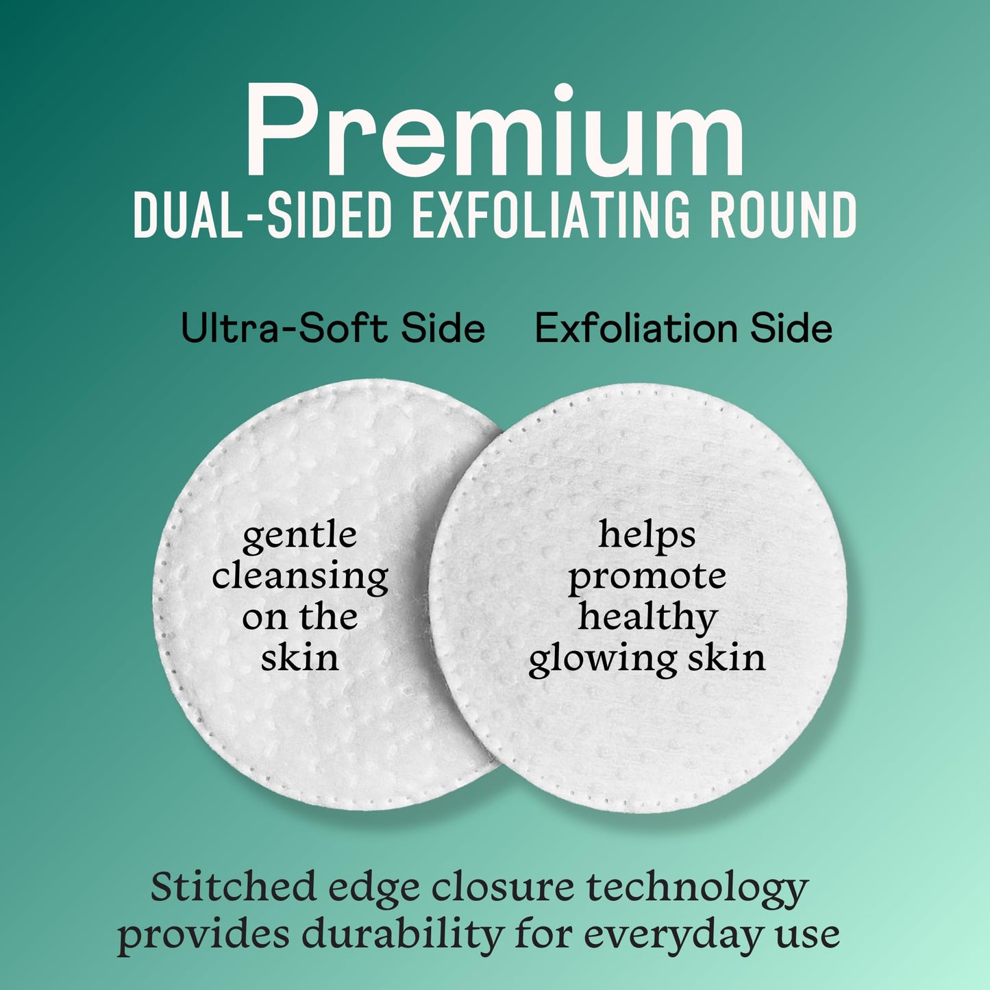 Swisspers Premium Exfoliating Rounds, 2 Distinct Raised Textured Surface, Cotton Facial Pads, 80 Count Re-closable Bag
