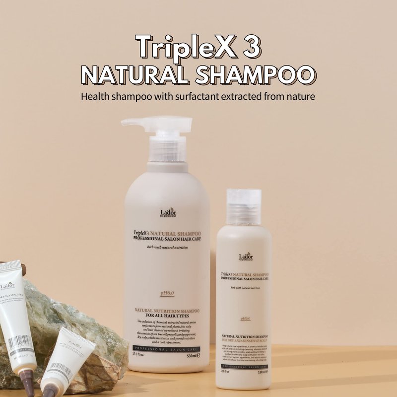 LA'DOR LADOR TripleX 3 Deep Cleansing Shampoo for Dry Itchy Sensitive Scalp Dandruff Naturally-derived Ingredients Tea Tree Lemon Lavender Sulfate-free Korean Hair Care