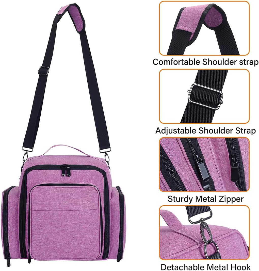 Nail Polish Organizer Box - 60 Bottle Portable Storage with 2 Detachable Bags | Purple for Nail Tools & Cosmetics