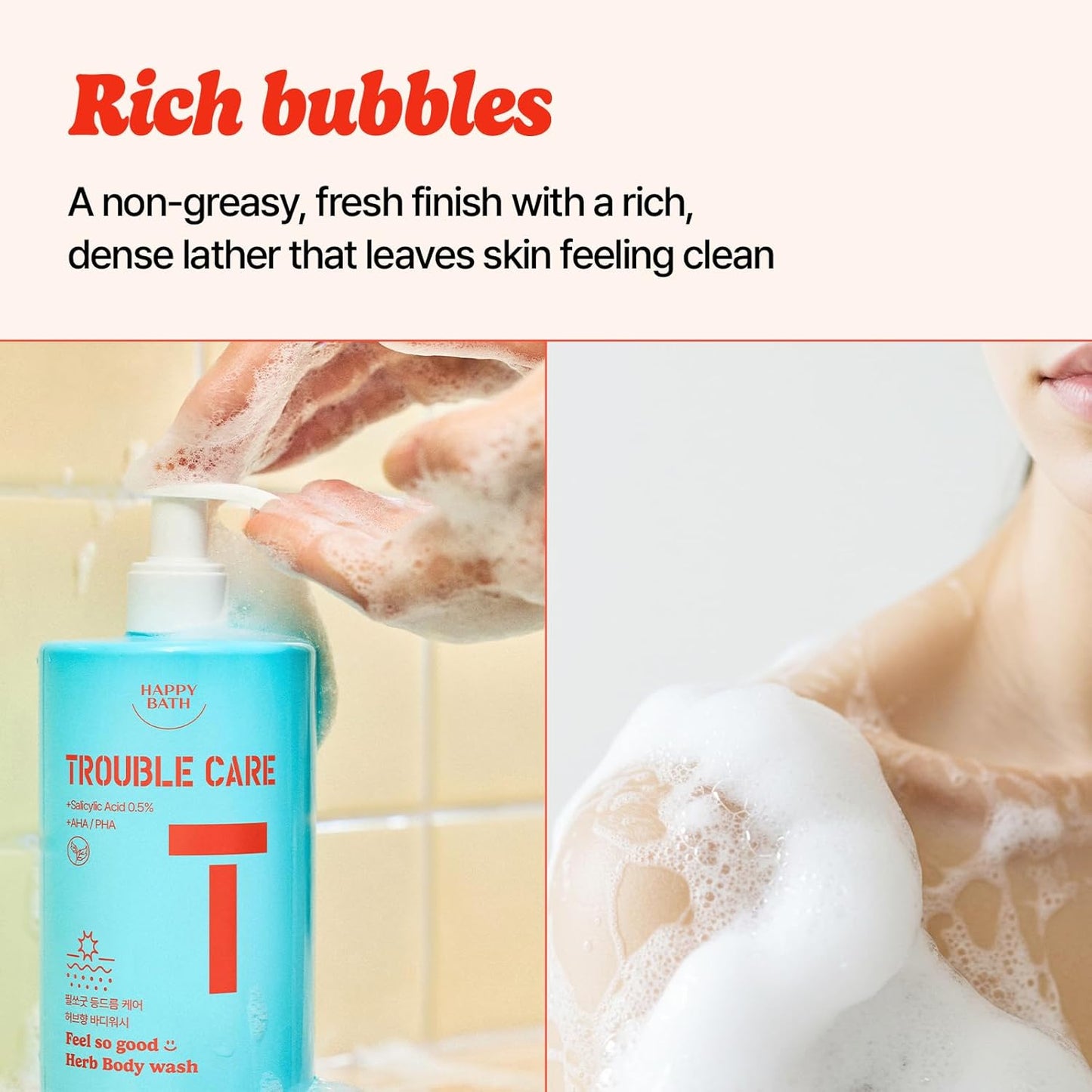 Herbal Grapefruit Body Wash for Acne-Prone Skin - Mild Exfoliating Cleanser with Salicylic Acid & AHA | 17.6 fl oz