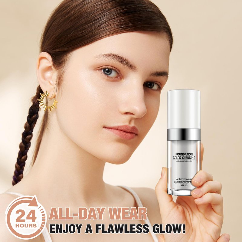 Concealer Cover Cream, Flawless Colour Changing Warm Skin Tone Foundation Makeup, Base Nude Face Liquid Cover Concealer (2 pcs)