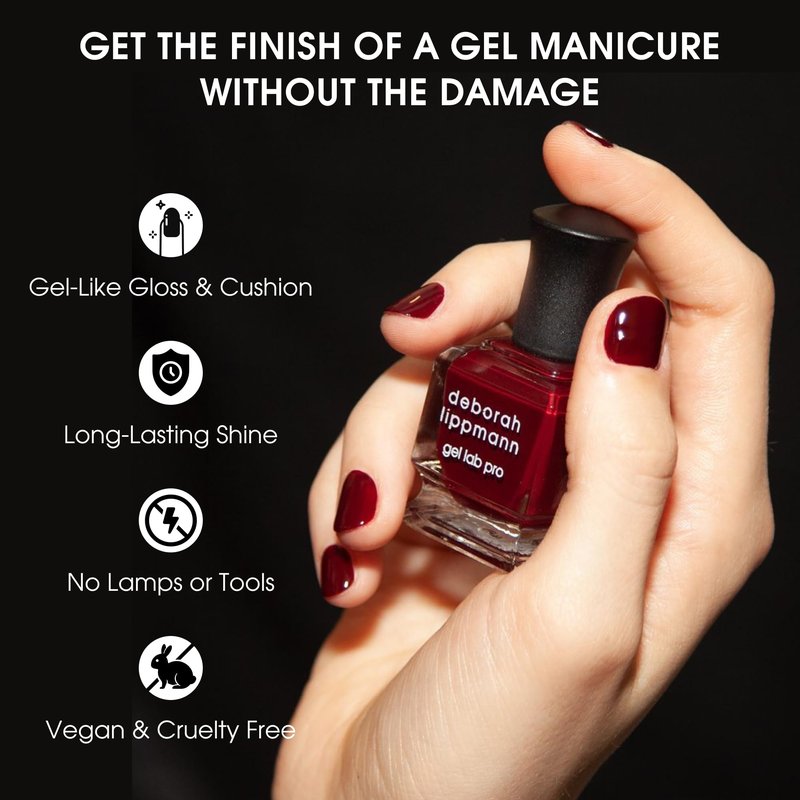 LIPPMANN Deborah Gel Lab Pro Nail Polish Treatment Enriched for Health, Wear, and Shine No Animal Testing, 21 Free, Vegan Red and Purple Colors