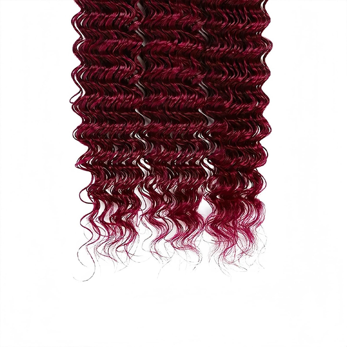 LUMWAV 99J Burgundy Deep Wave Human Hair Bundles 8 10 12 Inch 3 Bundles Brazilian Remy Hair Extensions Curly Weave Soft Bouncy Sew In for Black Women