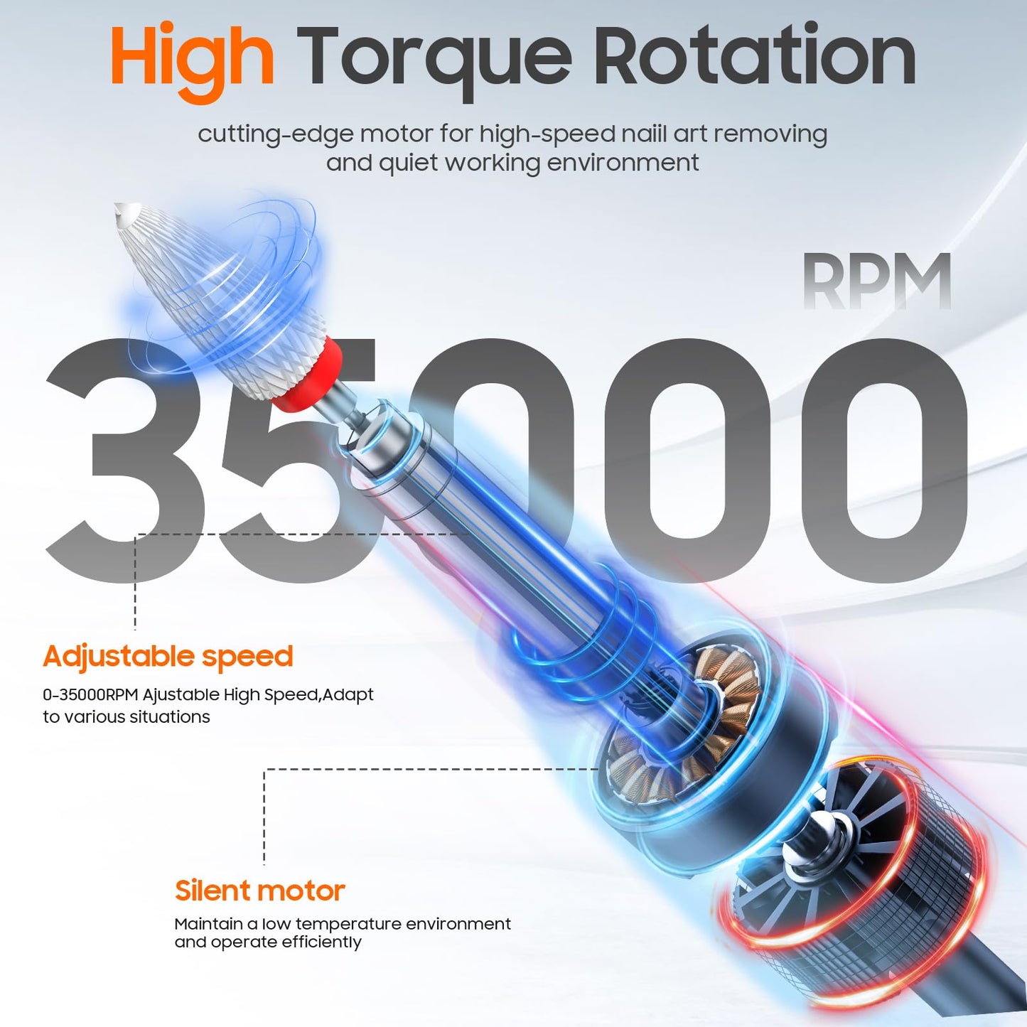 Professional Nail Drill 35000 RPM,SONGMIN Portable Cordless Efile with Bits Kit for Acrylic Nails Gel Polishing Removing,Rechargeable Electric Nail File Machine for Manicure,Pedicure Salon Home,Purple