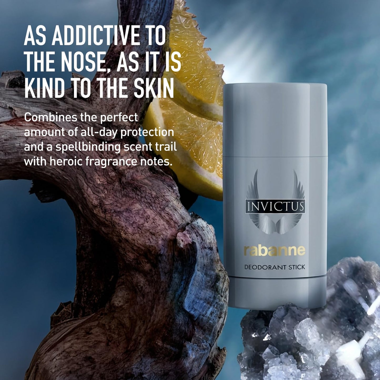 Rabanne Invictus Deodorant Stick for Men - Woody Aquatic Scent with Long Lasting Protection - Vibrant Sensual Body Spray Deodorant from Paris - Champion's All-Day Freshness, 2.5 oz