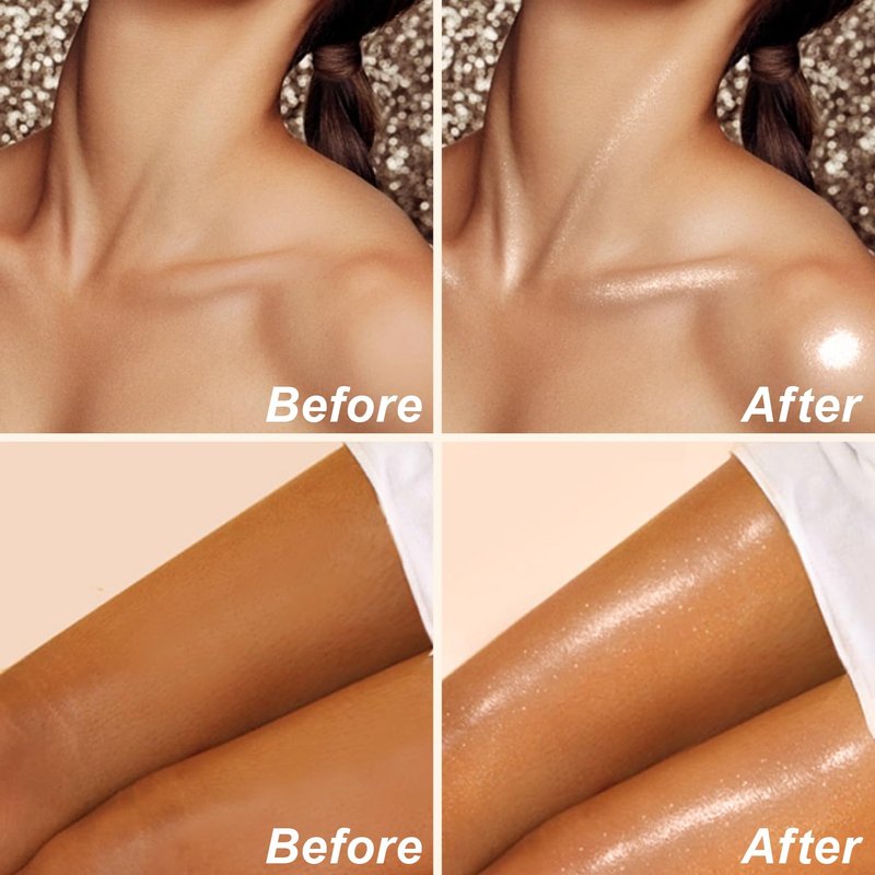 Shimmer Body Oil, SPF 45 Broad Spectrum, Sunscreen Face and Liquid Luminizer Waterproof Moisturizing, Light Shimmer Glow Illuminator, Smooth Body Highlighter Makeup (#01 Rose Gold)