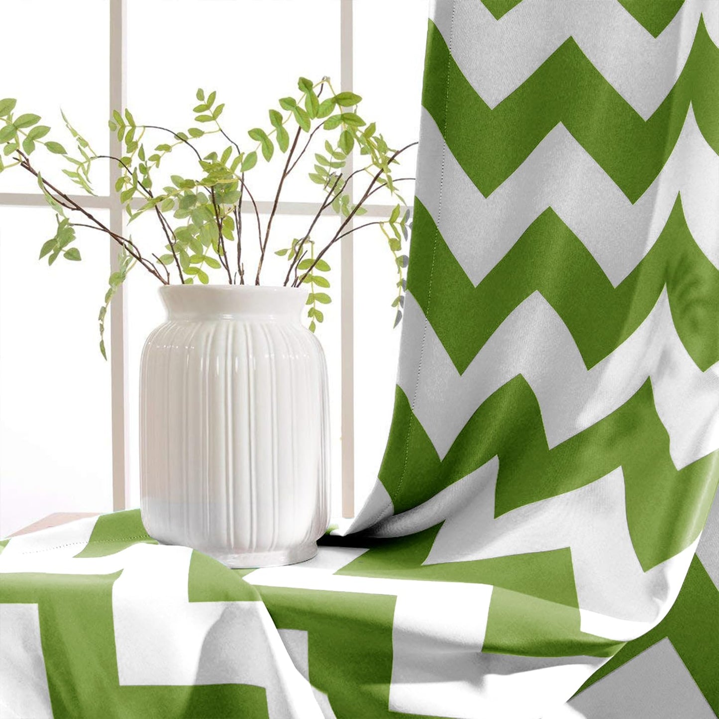 Melodieux Chevron Room Darkening Blackout Grommet Top Curtains, 52 by 63 Inch, Green (1 Panel)