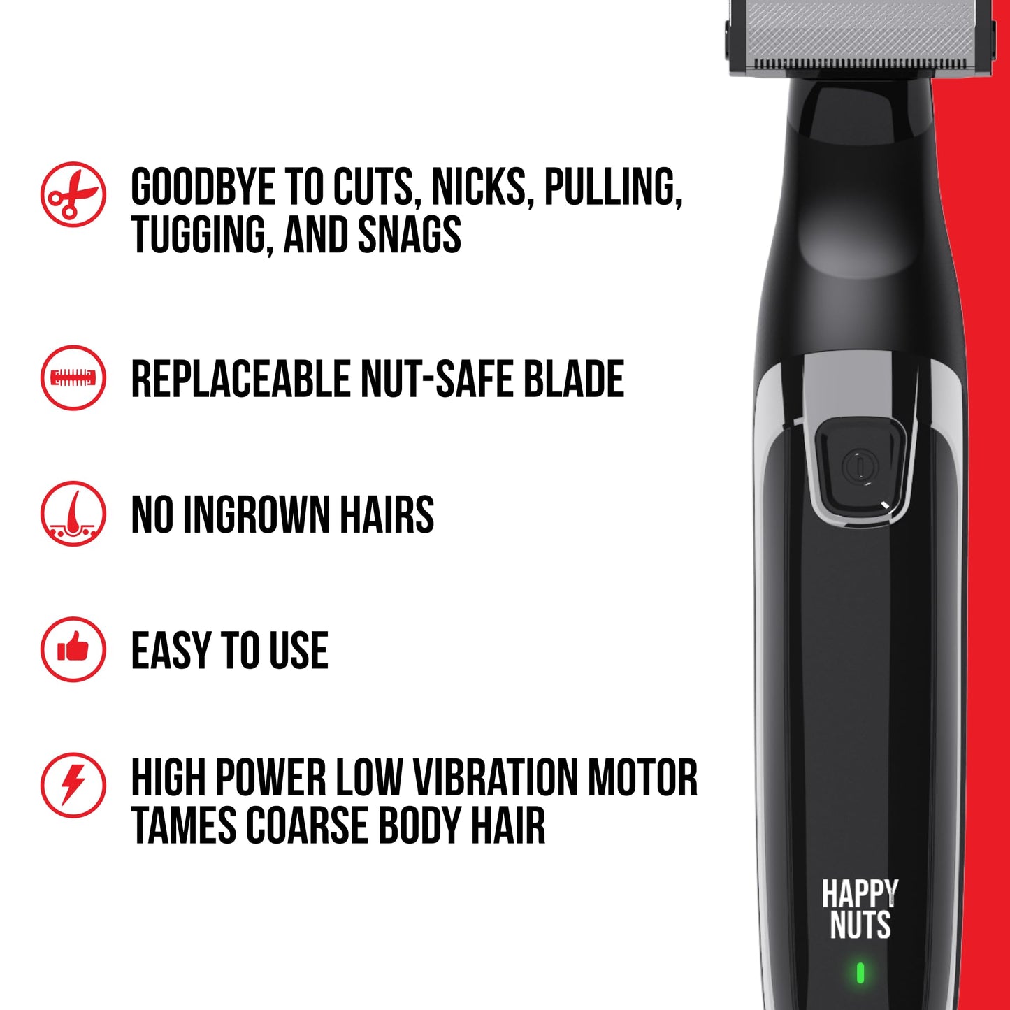 HAPPY NUTS The Ballber Pro Electric Groin & Body Hair Trimmer for Men - Mens Body Groomer Kit for Privates - Waterproof Shaver for Hard to Reach Areas (Ballber)