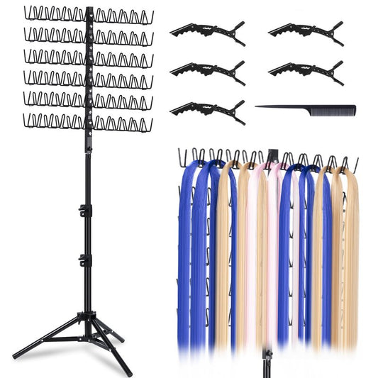 MIVERYEA Braiding Hair Rack Standing with 120 Pegs, Height Adjustable 2-Side Hair Divider Metal Hair Braiding Separator Stand, Black