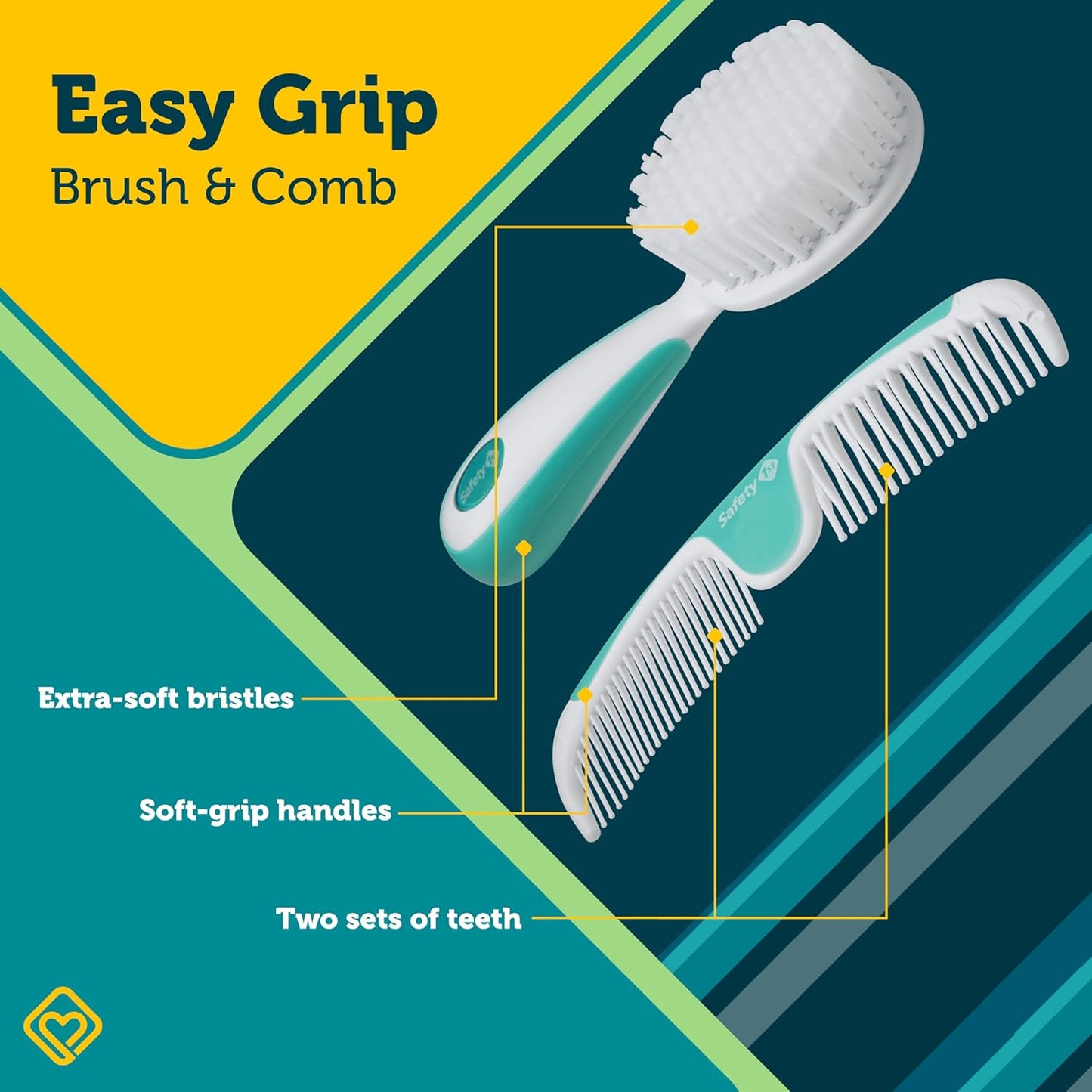 Easy Grip Brush and Comb Set - Ergonomic Design for Effortless Styling | Colors May Vary