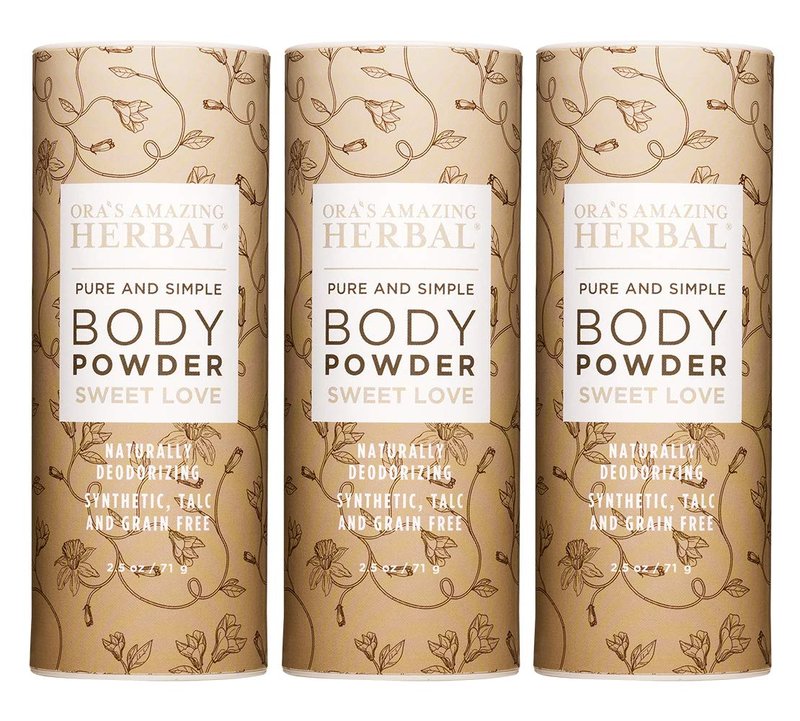 Body Powder for Women, Cornstarch and Talc Free Powder, Bath and Dusting Powder, Amber Oil, Frankincense Essential Oil, Ylang-Ylang, Vanilla, Warm Scent, Ora's Amazing Herbal, Sweet Love 2.5 oz 3 pack