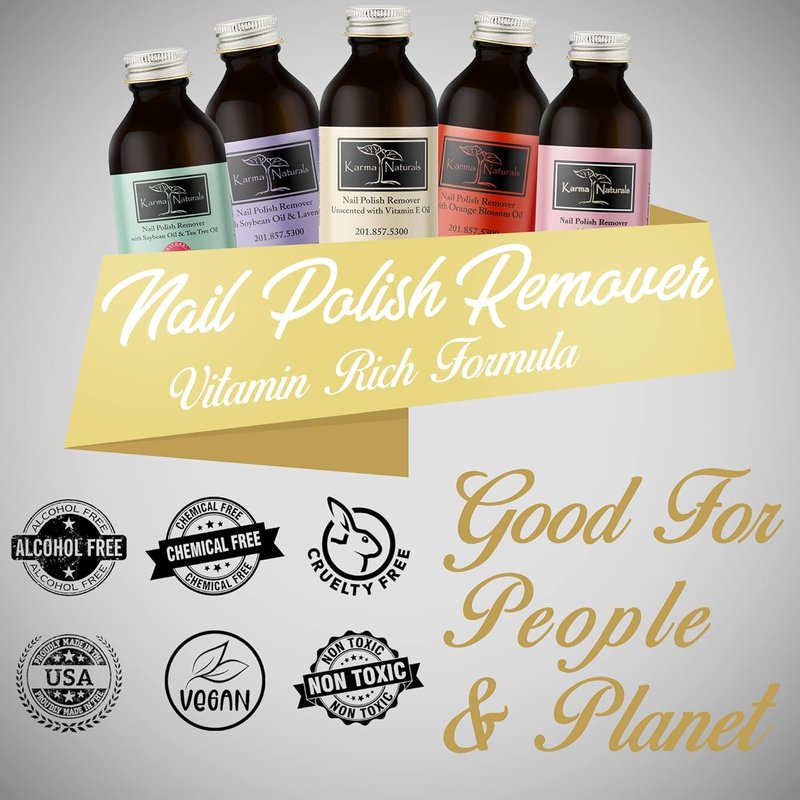 Organic Nail Polish Remover - Unscented with Vitamin E Oil | Non-Toxic, Vegan, Acetone-Free - 4 fl. Oz.