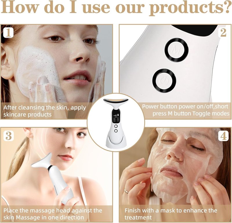 7-Color Facial Massager & Neck Massager Tool | Skin Contouring & Rejuvenation for Home & Travel