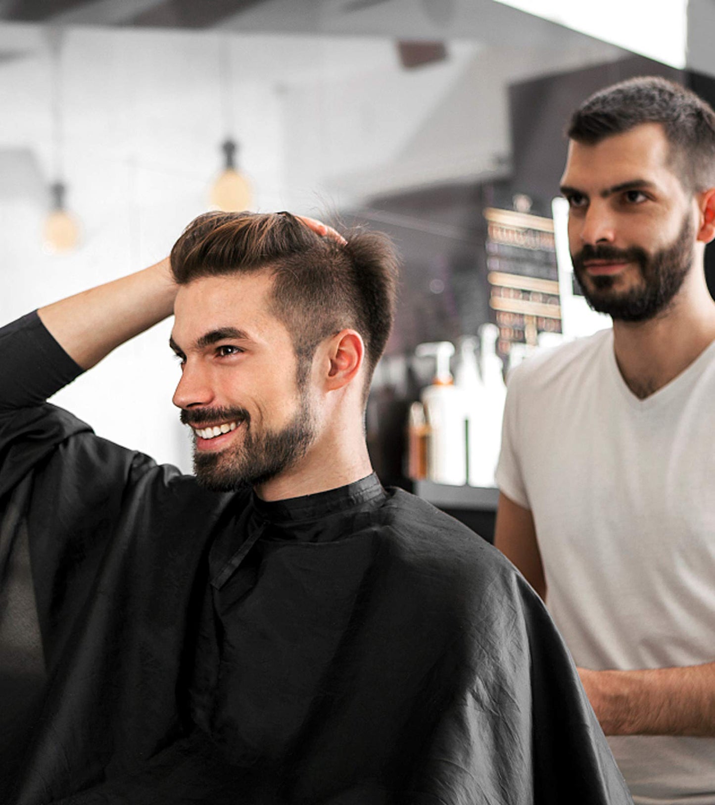 ST-BEST-P Haircut Cape Black Hair Cutting Salon Barber Capes Waterproof hairdressing for Clients Men Adults (5PCS-Barber Capes)