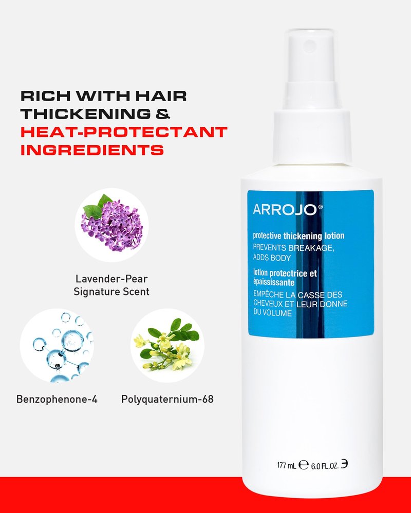 Arrojo Protective Thickening Lotion – Heat Protectant & Blow Dry Spray for All Hair Types – Sulfate & Paraben-Free, Anti Frizz & UV Protection, 6 fl. oz.