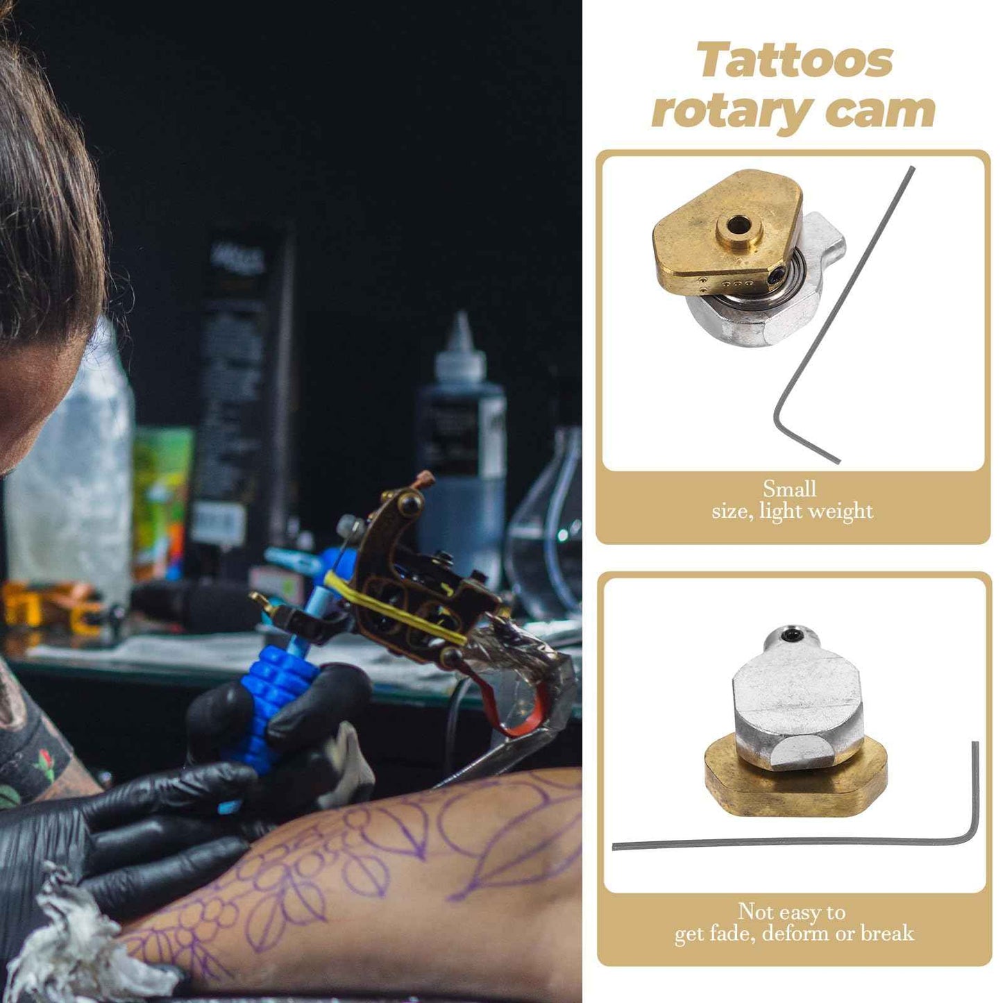 DOITOOL Wheel Bearing 6 pcs Mm Spanner Cam Screw Brass Golden Professional Tattoos Accessories Machines Wheel Wrench Hexagon Parts Alloy Adjustable Hex Rotary Bearing Eccentric Socket with Motor