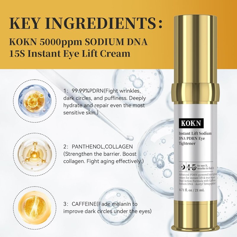 KOKN Instant Firmx Eye & Face Cream - Temporary Eye Tightener for Wrinkles, Puffiness & Bags | 0.71 Fl Oz