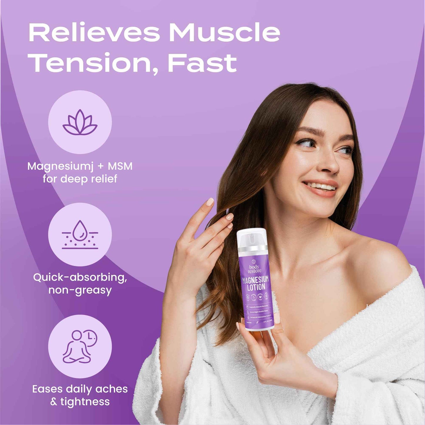 Body Restore Magnesium Lotion with Arnica & MSM - Christmas Stocking Stuffers, White Elephant, Sleep Support, Muscle & Joint Relief, Birthday Gifts for Women, Men, Travel Essentials - Lavender
