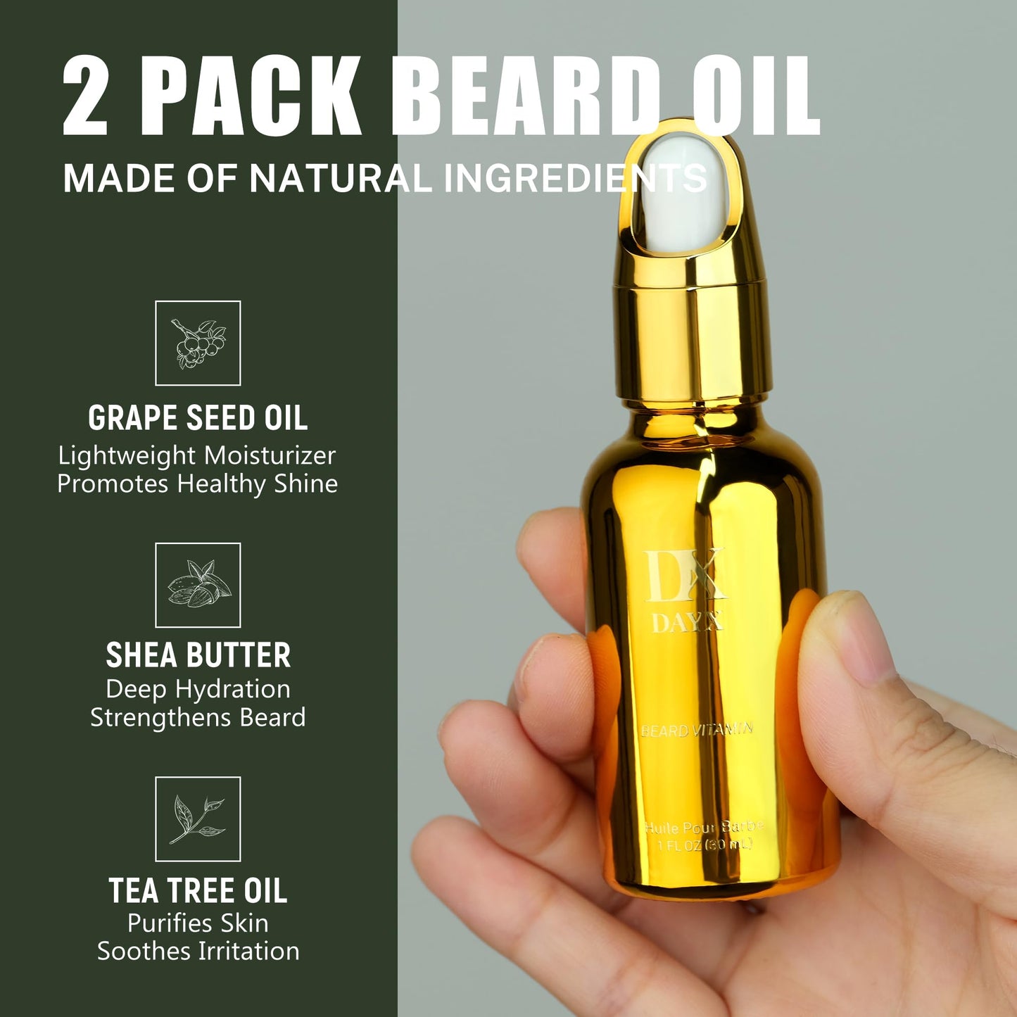 DayixCare Beard Grooming Kit for Black Men, Beard Care Kit for Black Men w/Oil, Balm, Brush, Comb and Scissors, Valentines Birthday Gifts for Dad Husband Boyfriend