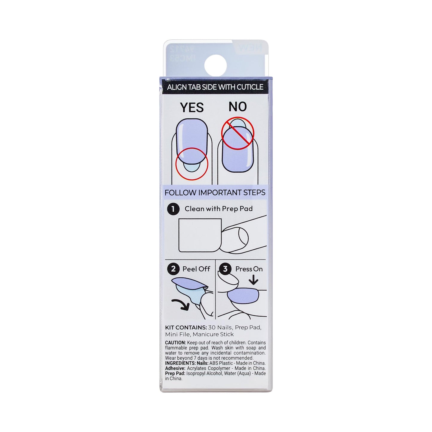 Impress Color Ombre Press On Nails, 'Friendzone', Blue, Short Oval, PureFit Technology, Patented Super Hold Adhesive, Chip Proof, Smudge Proof, Mini Nail File, Manicure Stick & 30 Fake Nails