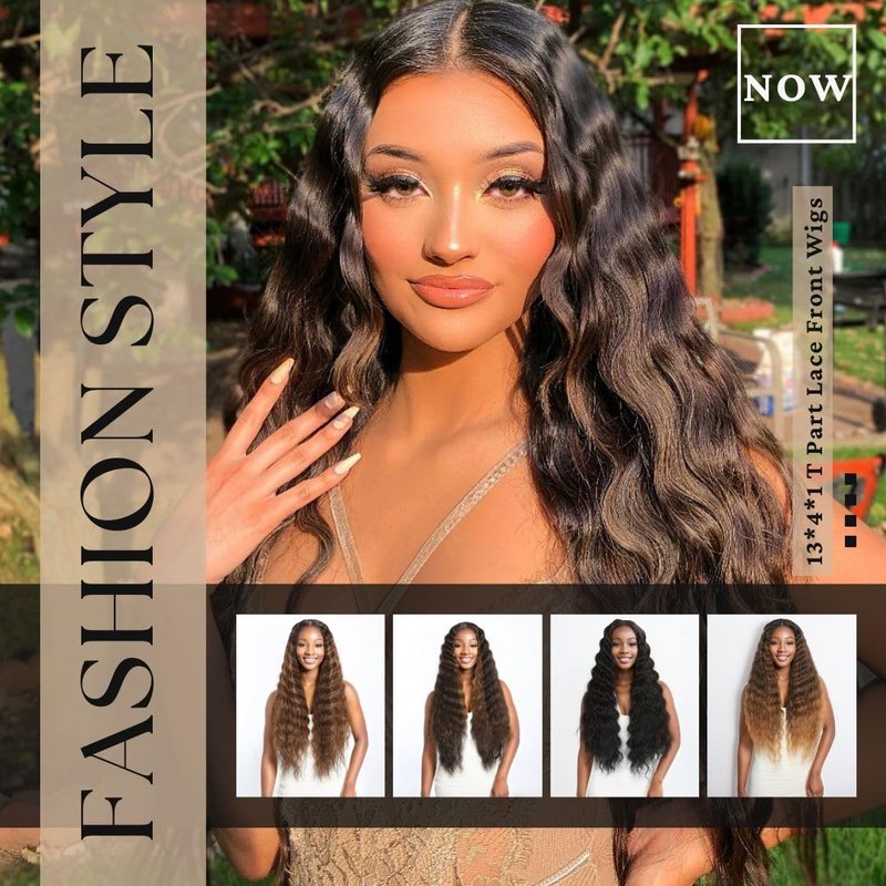 Civrie 30 Inch Long Curly Synthetic Hair Wigs for Balck Women,13x4x1 Deep Water Wave Lace Front Wig,Simulated Scalp Natural Loose Deep Wave Crimps Curly Wig As Hair Replacement Wigs
