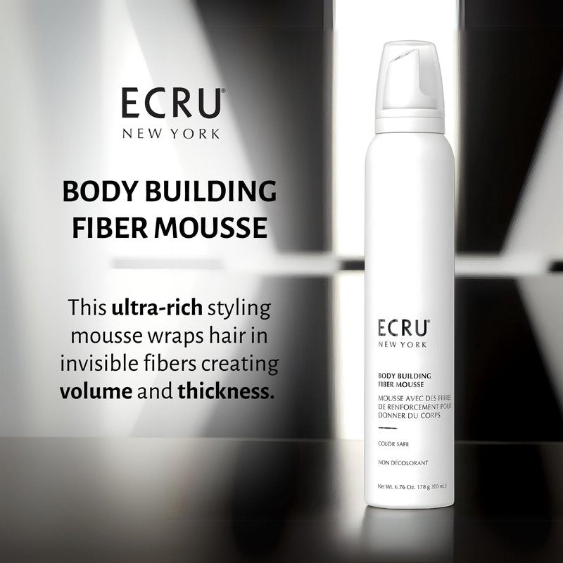 ECRU New York Body Building Fiber Mousse, Hair Mousse for Volume, Volumizer for Fine Hair, 6.76oz