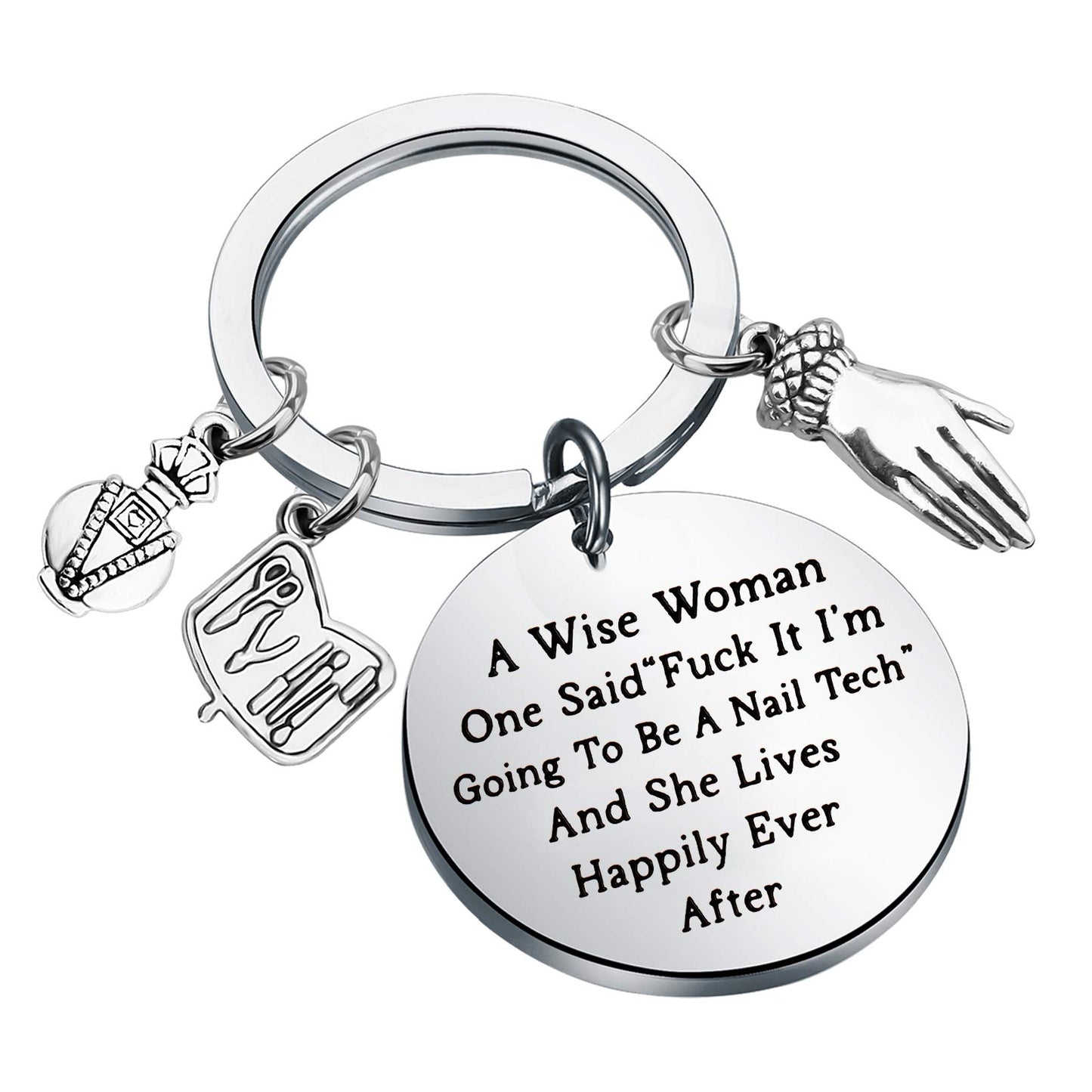 TGBJE Nail Technician Gift Manicurist Gift A Wise Woman Going to Be A Nail Tech and She Lived Happily Ever After Nail Tech Jewelry Nail Tech Keychain Nail Artist Gift (wise nail tech)