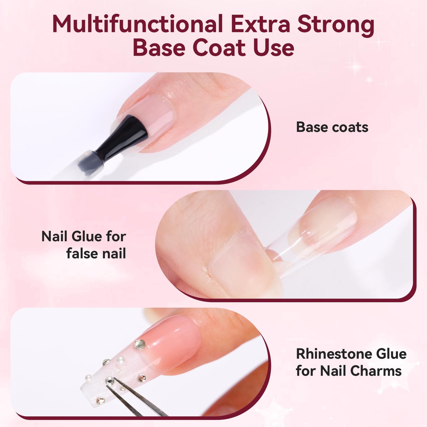 Makartt Base Coat Nail Polish 15ml – Extra Strong, Long-Lasting Gel Base Coat & Nail Glue for Small Nail Charms, Press-On Nails, UV/LED Lamp Required, Clear Foundation for Salon & DIY Home Use