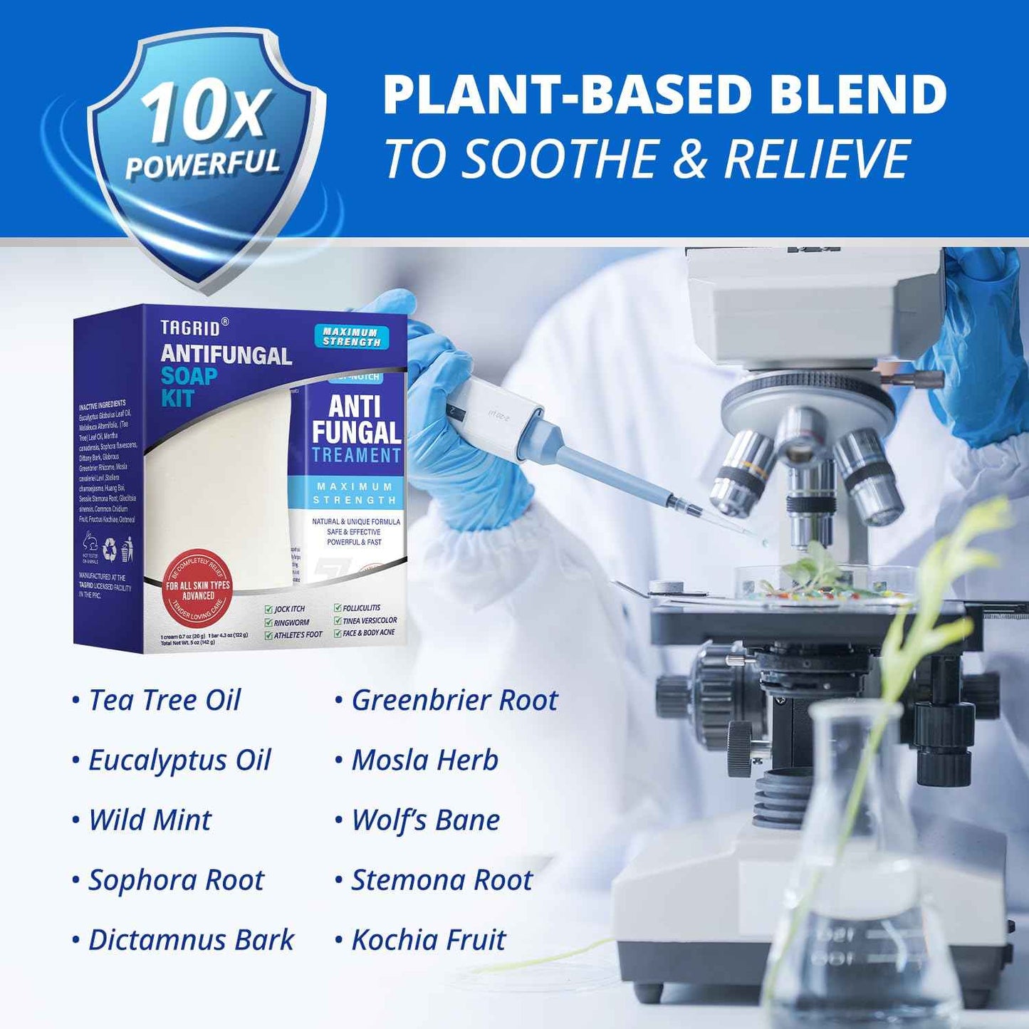 Tinea Versicolor Treatment - Antifungal Soap & Antifungal Cream, 7X FAST, Multi-Functional Clinically Proven Kit for Ringworm, Folliculitis, Jock Itch, Athlete's Foot, and Seborrheic Dermatitis