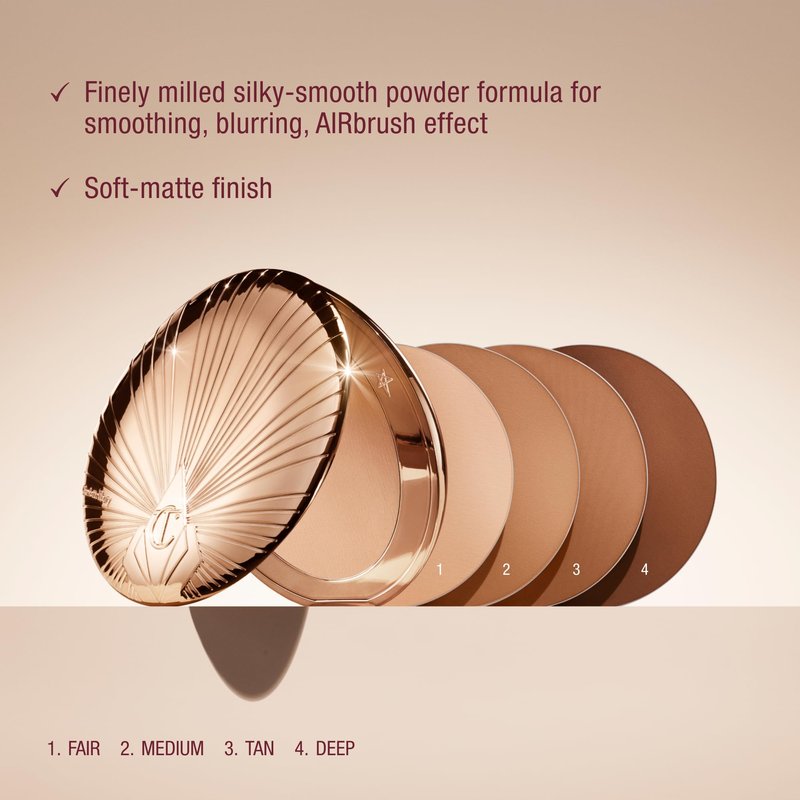 Charlotte Tilbury Airbrush Matte Bronzer Refill - Smoothing & Blurring Powder Bronzer with an Airbrush Finish - Refillable Makeup Infused with Silky Mica & Hyaluronic Acid - 4 Deep