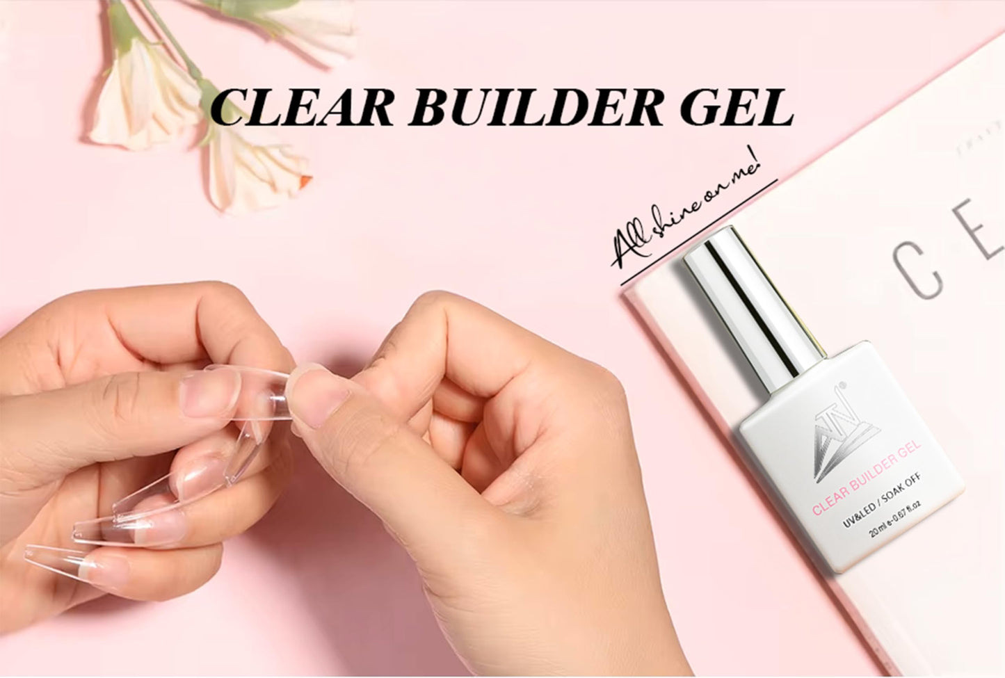 GEL - ATN Builder Gel Bottle 20ml - Clear | Strong & Durable Nail Extension Gel | LED/UV Curing | Professional-Grade Formula