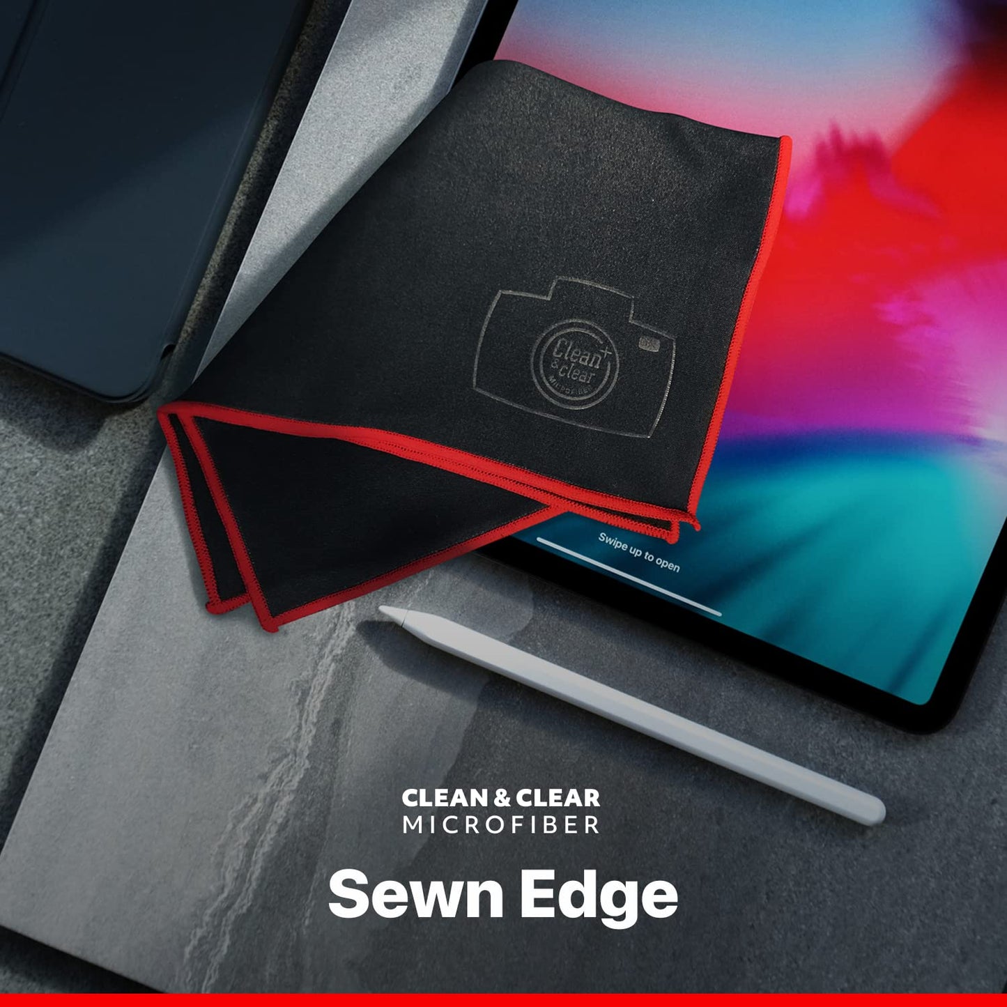 Clean & Clear Microfiber Cleaning Cloth, Extra Large [12 Pack] Ultra Premium Microfiber Cleaning Cloth - Microfiber Cloth for Camera Lens, Glasses, Screens, and All Lens.