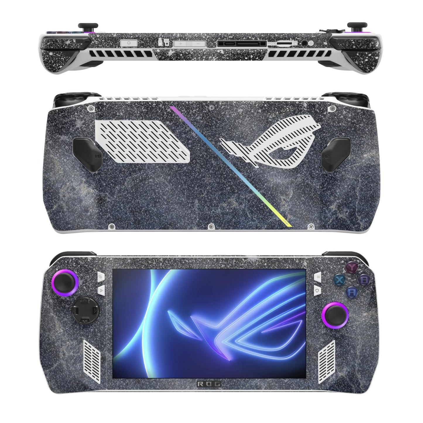 MightySkins Glossy Glitter Skin Compatible with Asus ROG Ally - Dark Shimmer Marble | Protective, Durable High-Gloss Glitter Finish | Easy to Apply